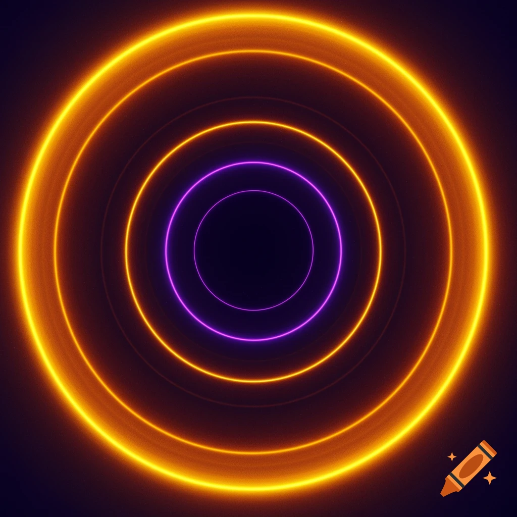 Glowing orange and purple concentric circles on a dark background.