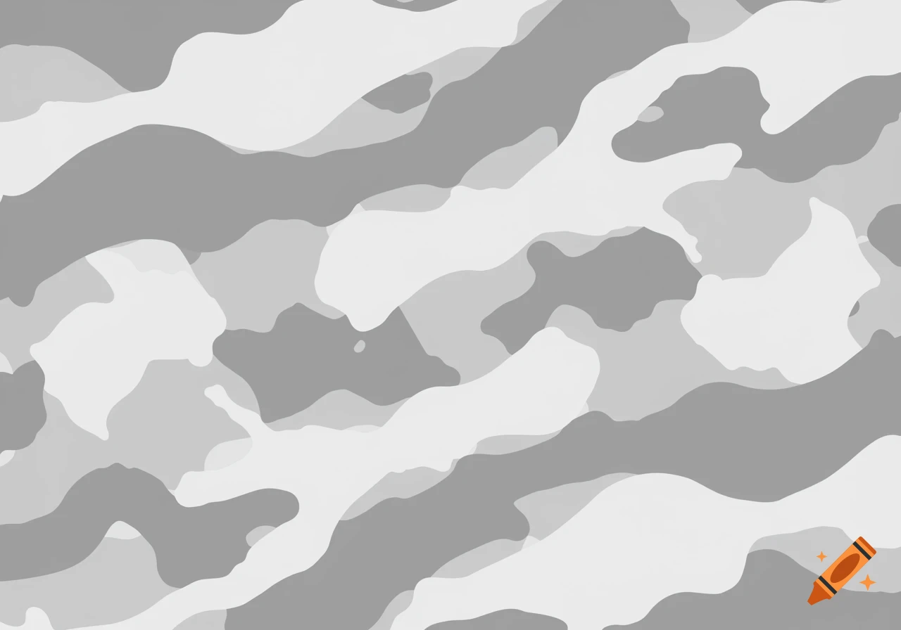 A 2D grey and white abstract camouflage pattern.