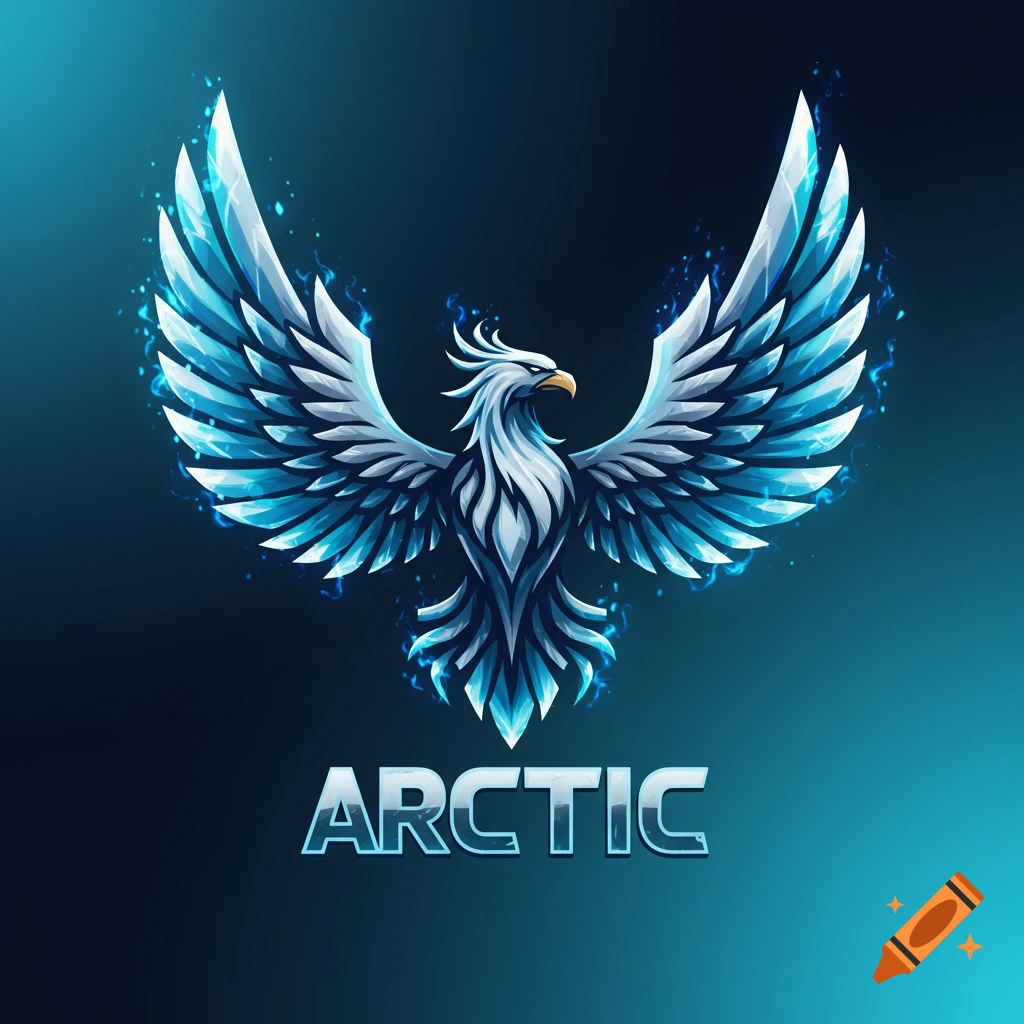 A stylized blue and white phoenix logo with its wings spread, surrounded by blue sparks, and the word ARCTIC in icy letters below it on a dark blue background.