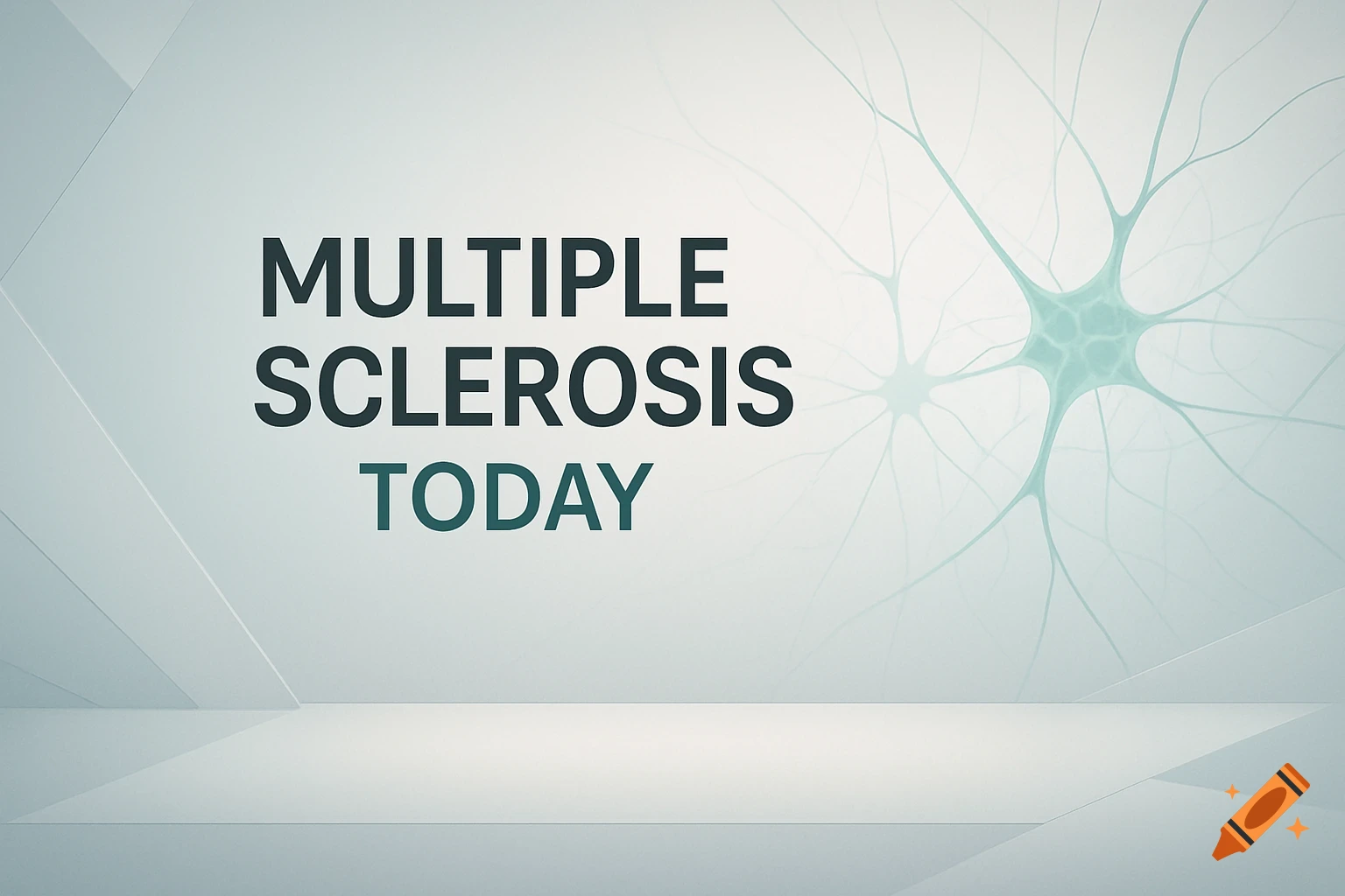 A sleek virtual background featuring the text 'MULTIPLE SCLEROSIS TODAY' with abstract neuron graphics.