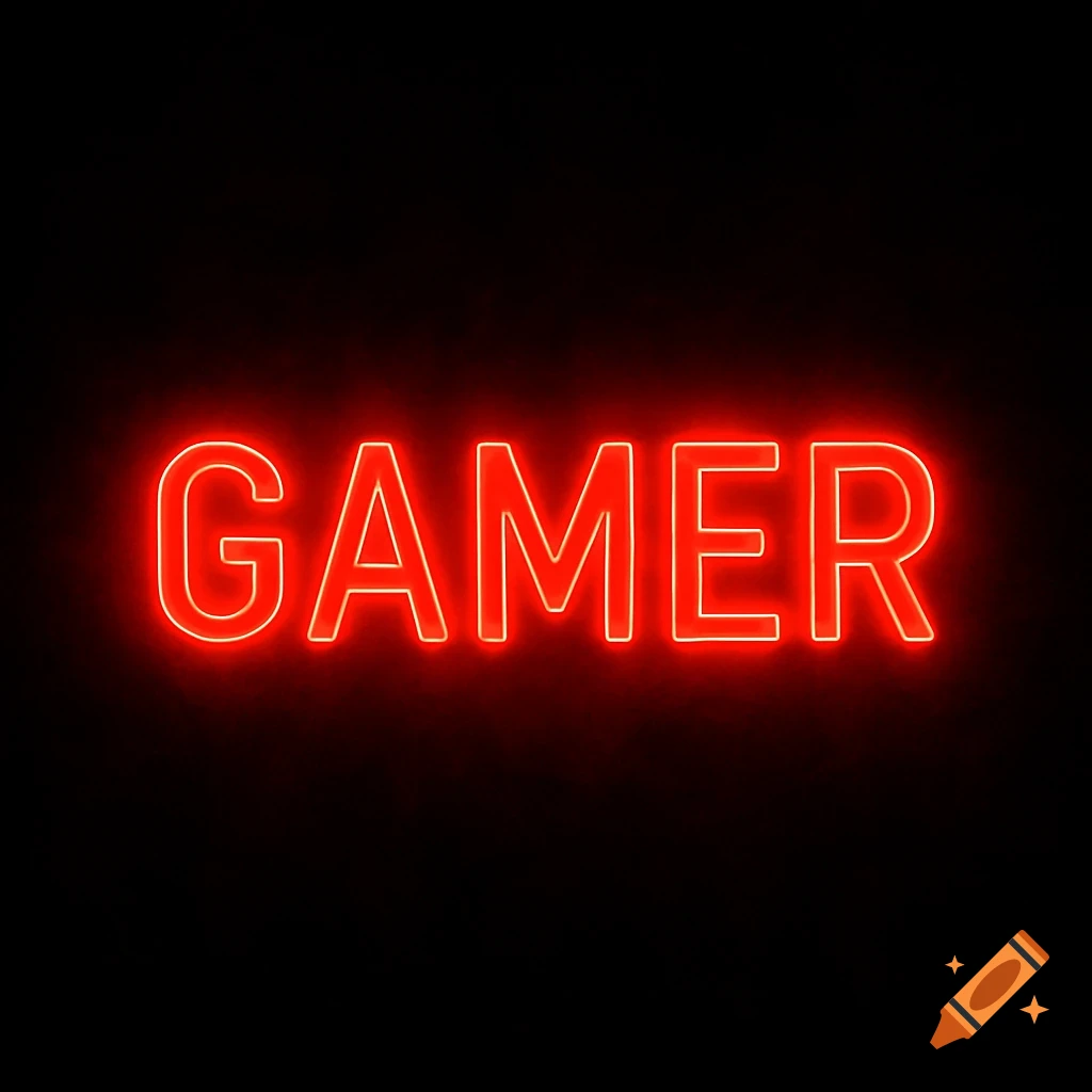 Red neon sign displaying the word 'GAMER' on a black background.