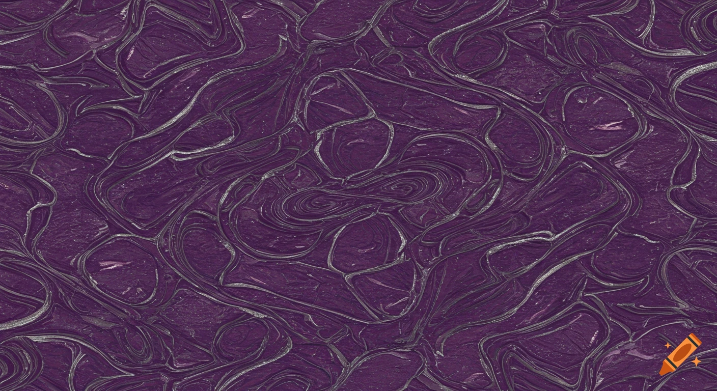 A seamless abstract pattern of swirling purple and silver lines, resembling textured wallpaper.