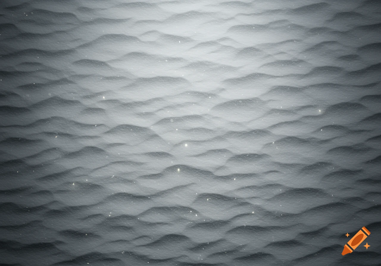Top-down view of rippled white sand at night with shimmering specks.
