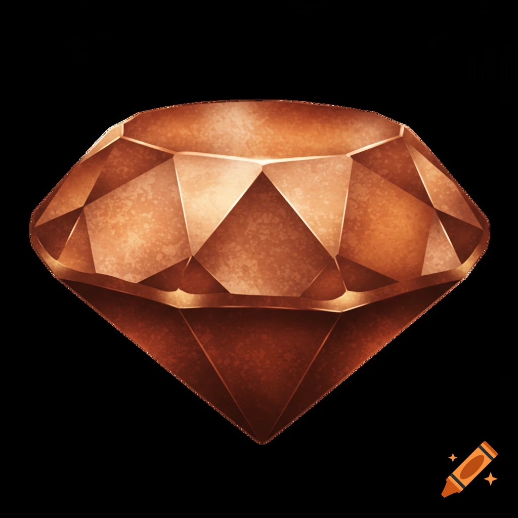 A bronze-colored, faceted diamond-cut gem against a dark background.