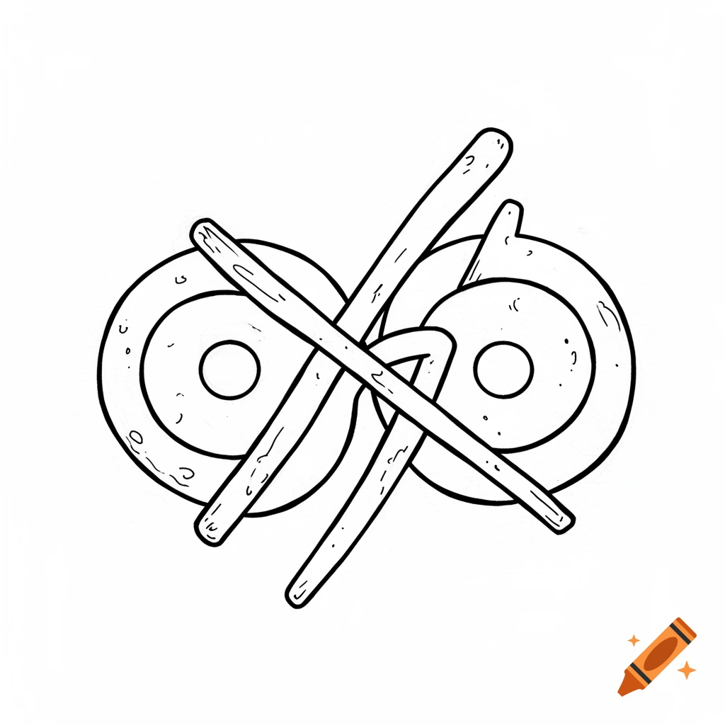 A black line drawing of a double disc and z-rod symbol on a white background.