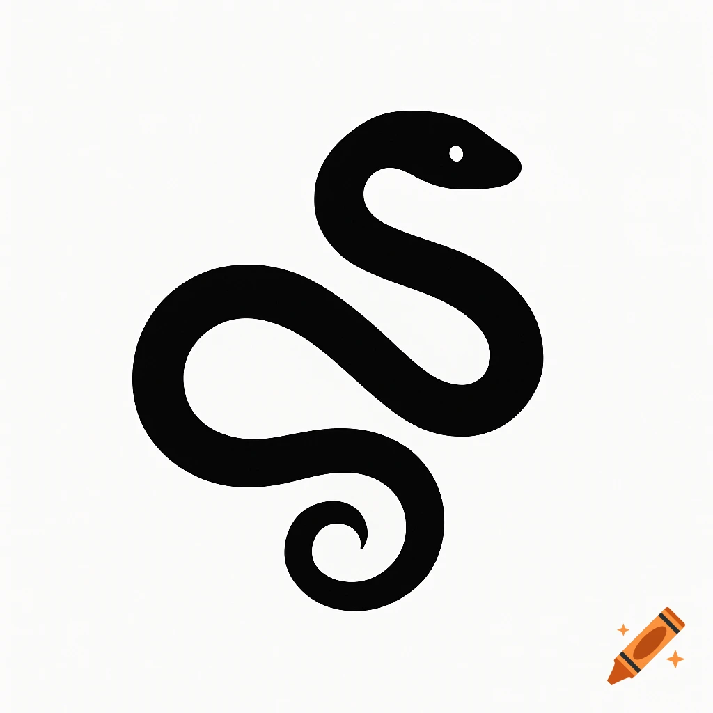 A minimalist black snake logo on a white background.