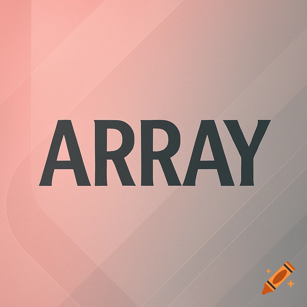 Dark grey text "ARRAY" centered on a background with a pink to grey gradient and subtle geometric patterns.