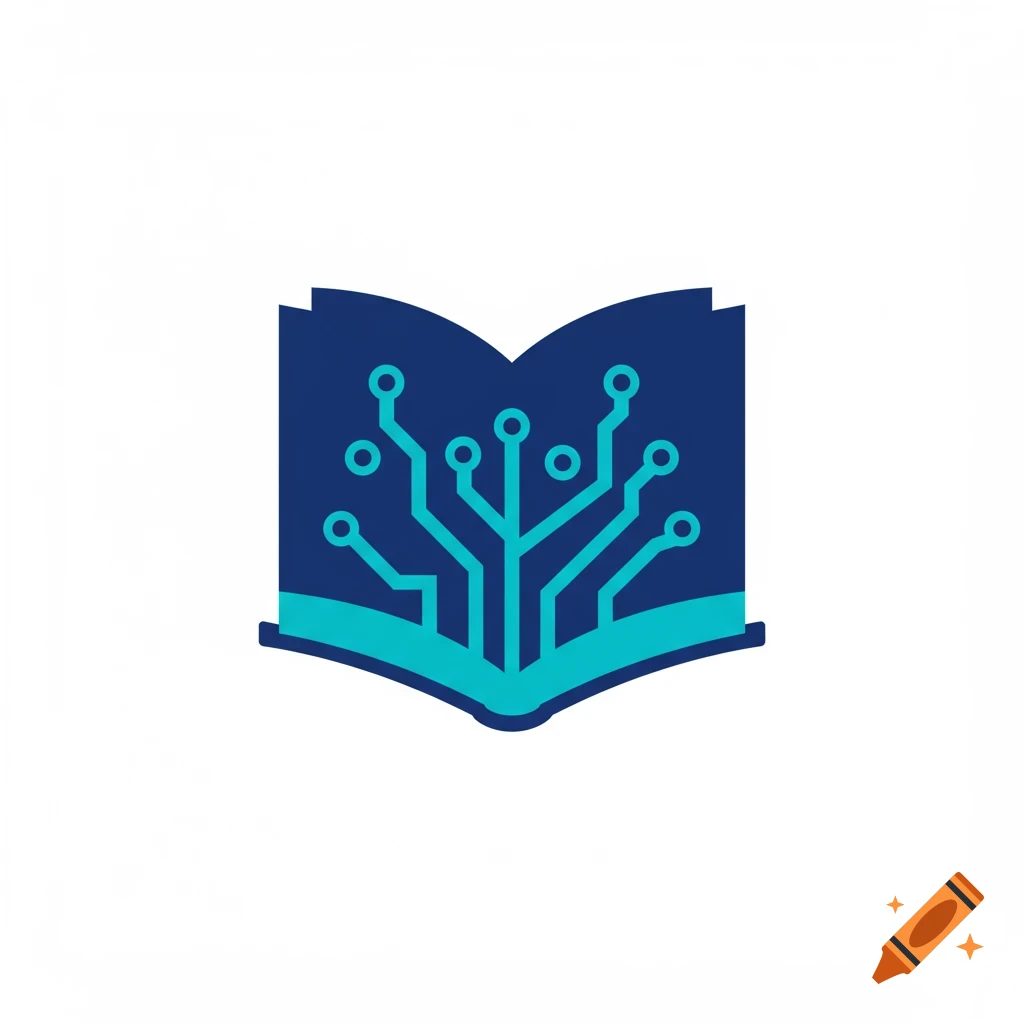 A stylized logo of an open book with circuit board patterns inside, resembling a tree.