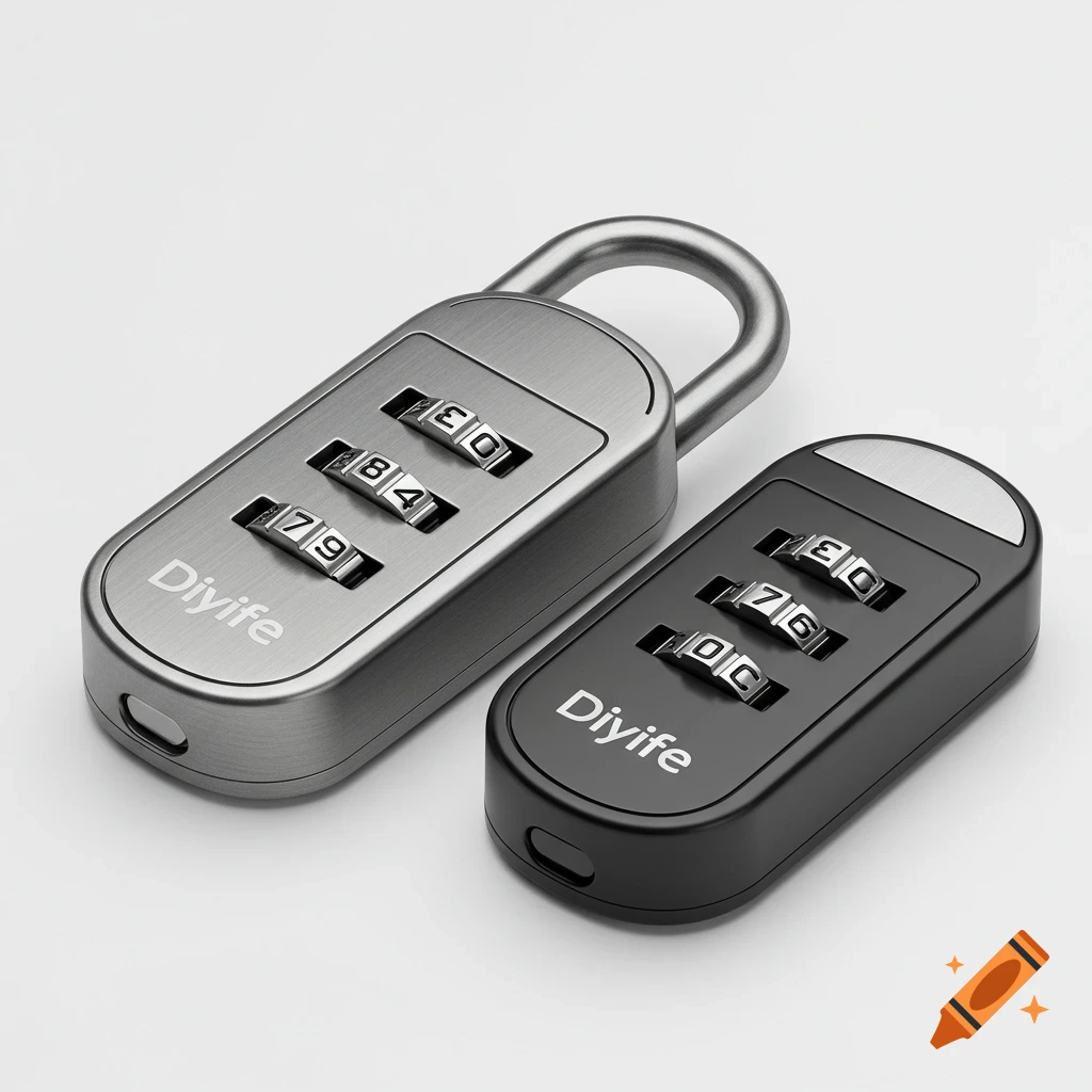 Two photorealistic combination luggage locks, one silver and one black, on a white background. Both have 'Diyife' branding.