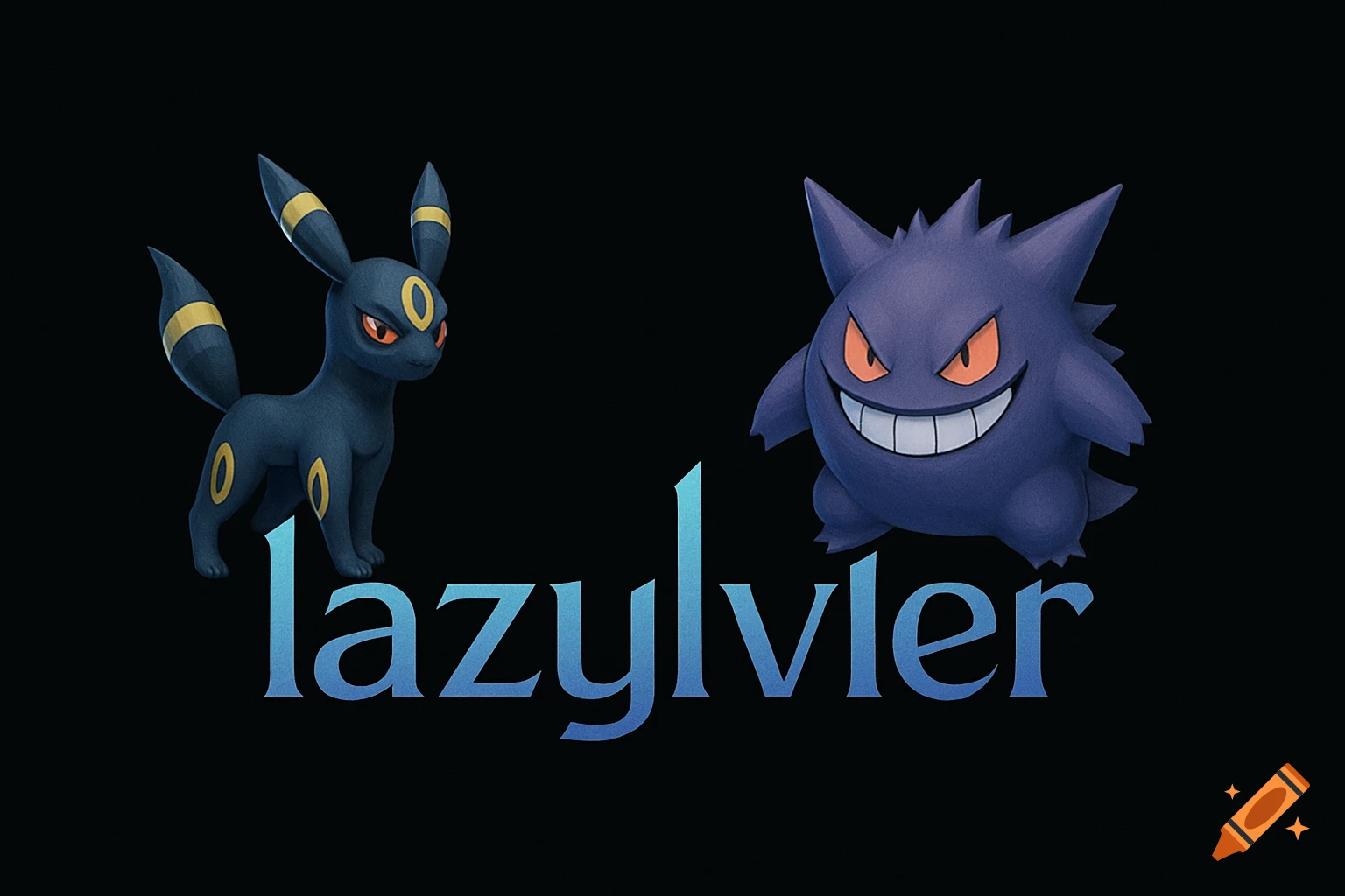 A logo featuring Umbreon and Gengar on a black background, with the word 'lazylvler' in blue text below them.