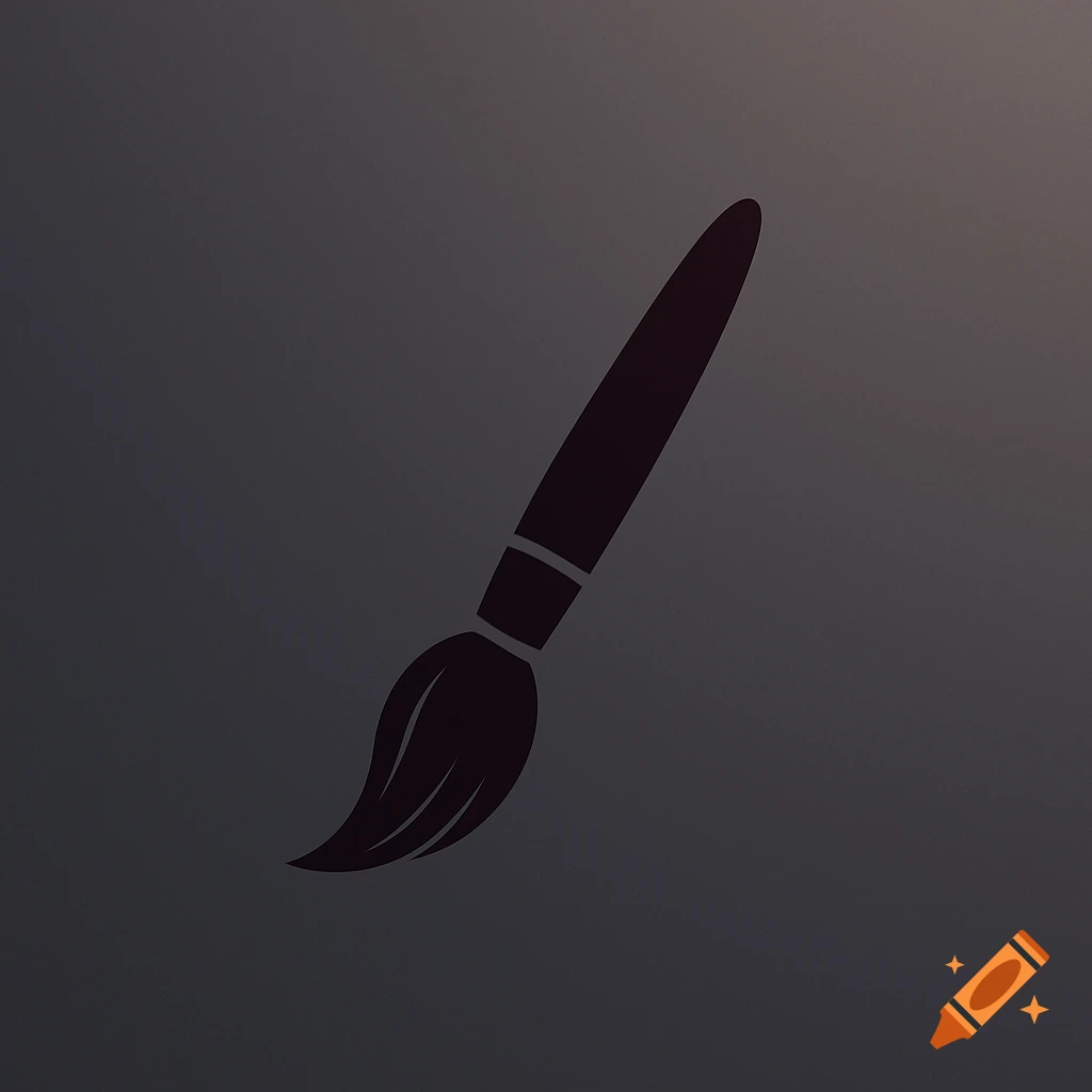 A simple, dark silhouette of a paintbrush icon on a dark background.