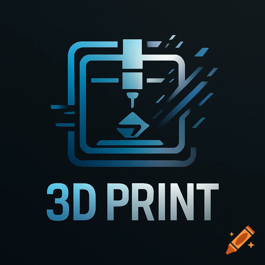 A blue and white gradient stylized 3D printer icon with '3D PRINT' text.