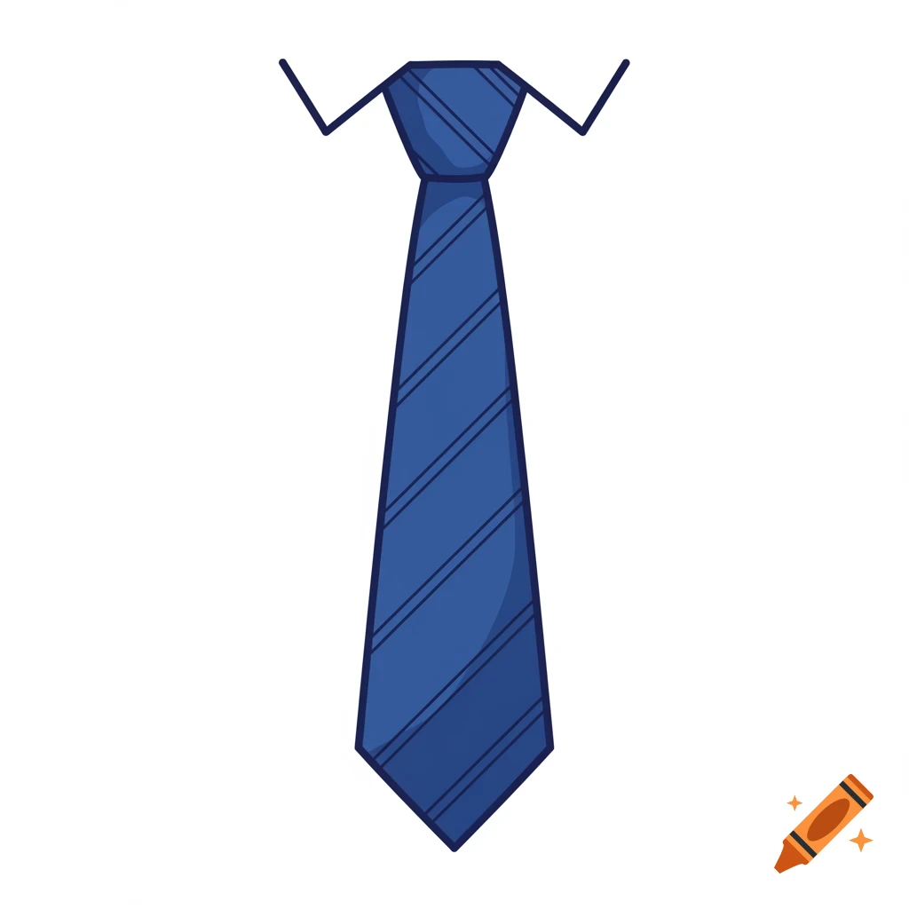 A blue tie with diagonal stripes in a cartoon style.