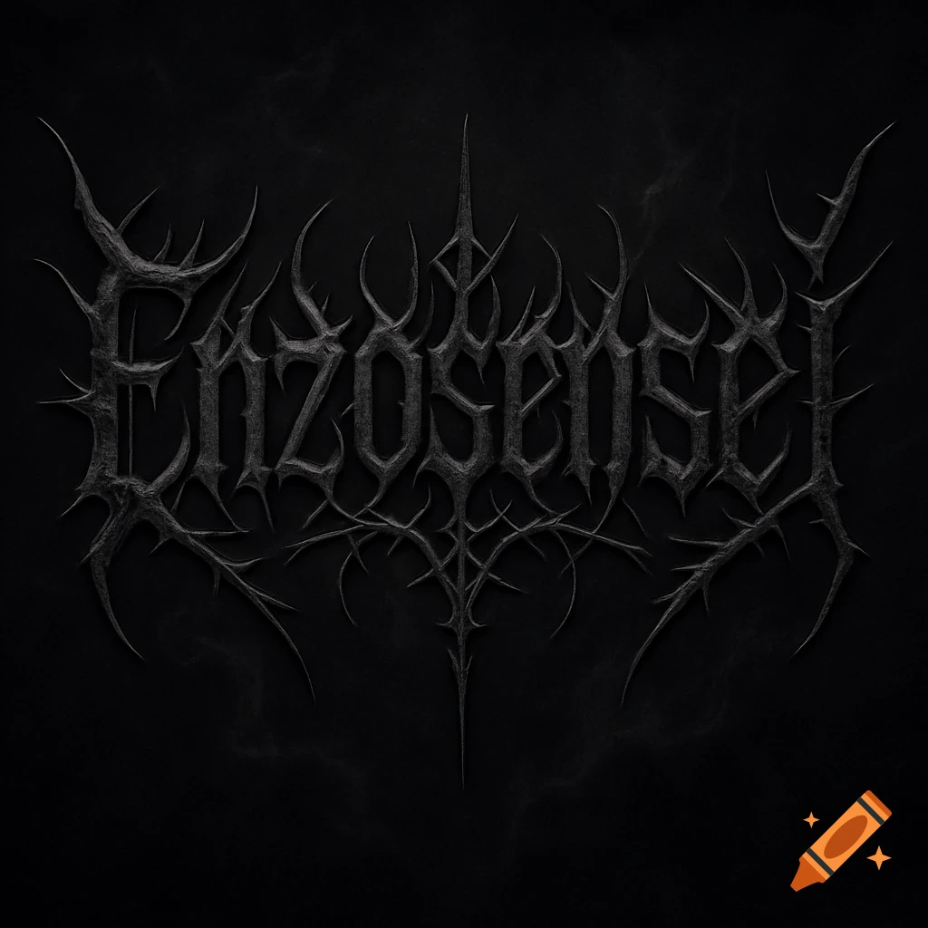 A black, thorny, metallic logo spelling "ENZOSENSEI" on a dark background.