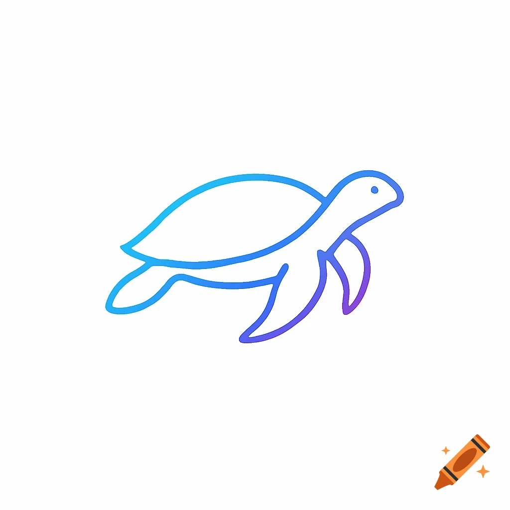 A simple 2D outline logo of a swimming turtle with a blue and purple gradient on a white background.
