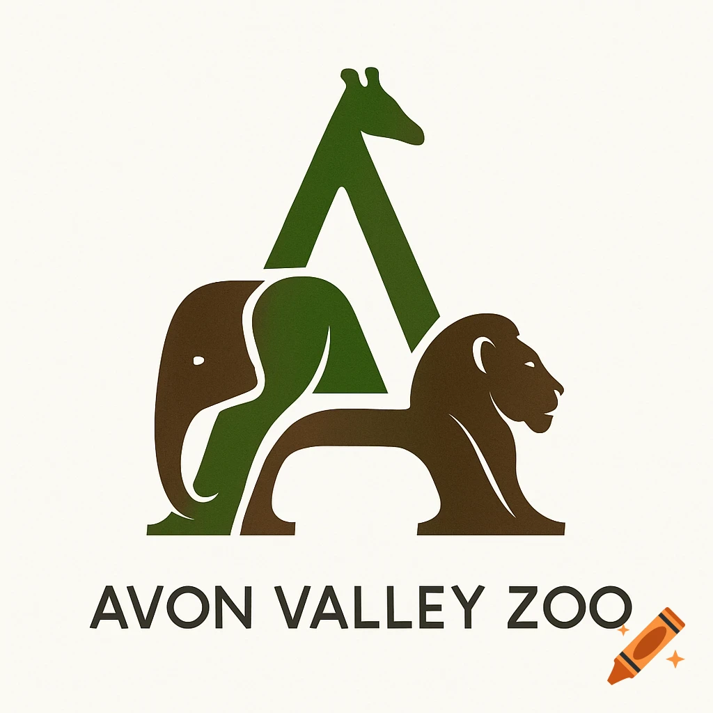 A clean, modern logo featuring stylized silhouettes of an elephant, giraffe, and lion forming an 'A' shape, with 'AVON VALLEY ZOO' text below.