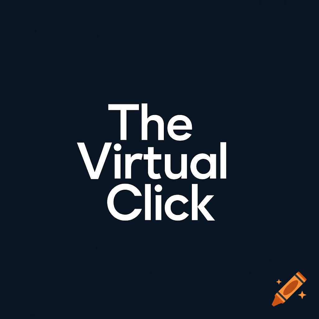 White text 'The Virtual Click' on a dark navy background, forming a minimalist logo.