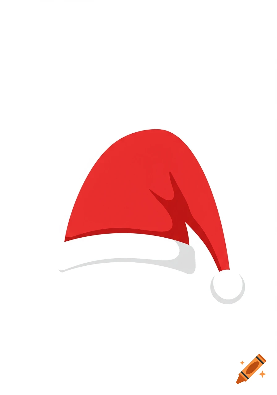 A simple illustration of a red Santa hat with a white brim and pom-pom.