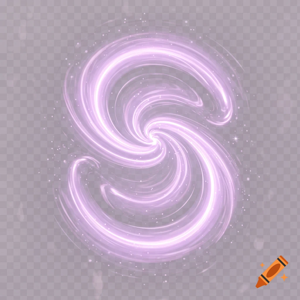 A glowing light purple swirling vortex of energy with sparkling particles on a transparent background.