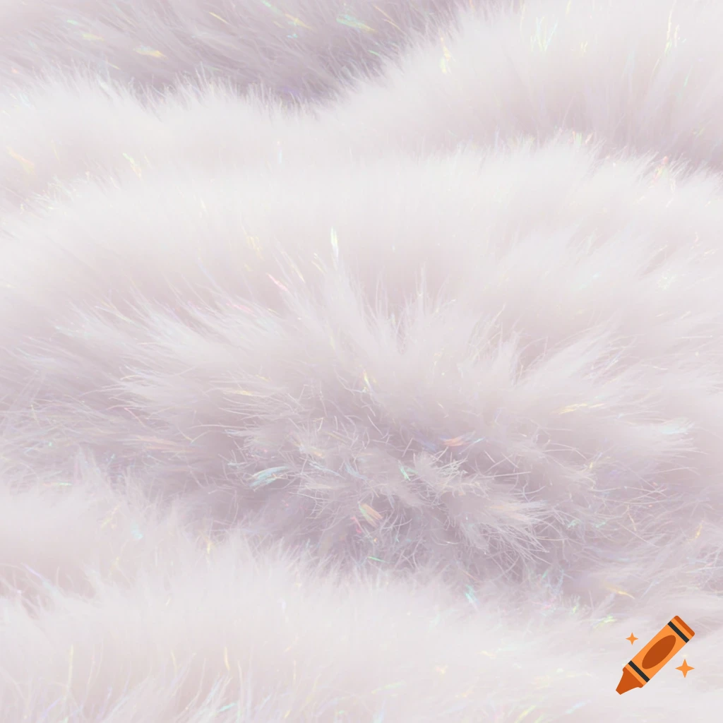 Close-up of a soft, fluffy white texture with subtle iridescent strands.