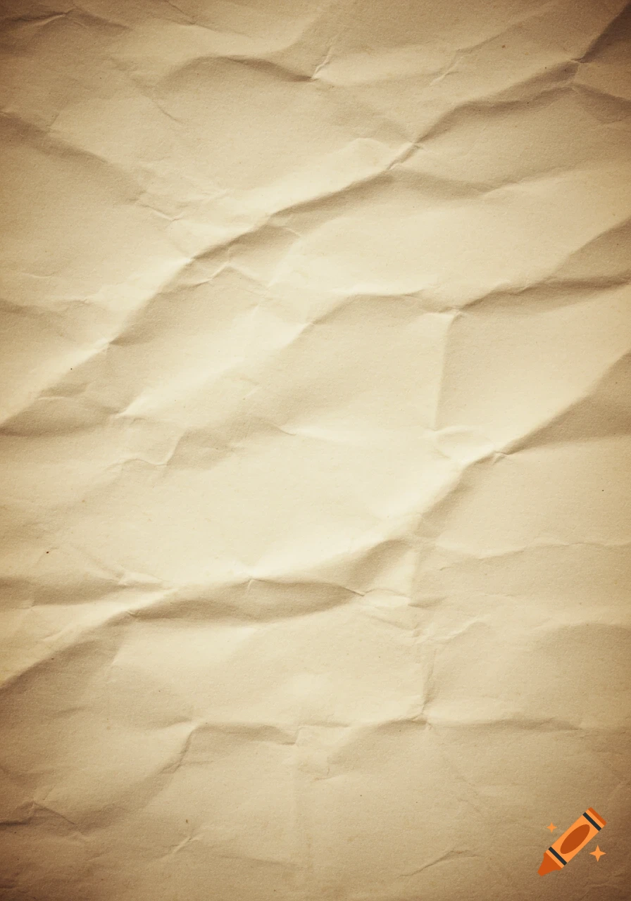 A textured background of crumpled beige paper with many folds and creases.