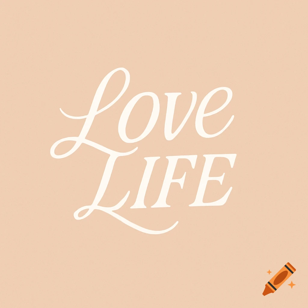 White script text 'Love Life' on a solid peach background.