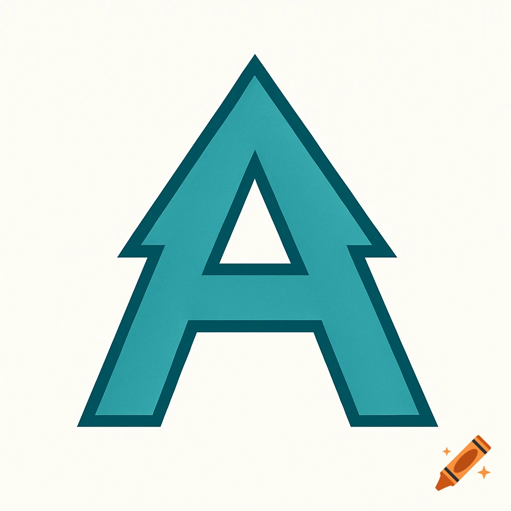 A teal capital letter A with the top designed like an upward-pointing arrow.