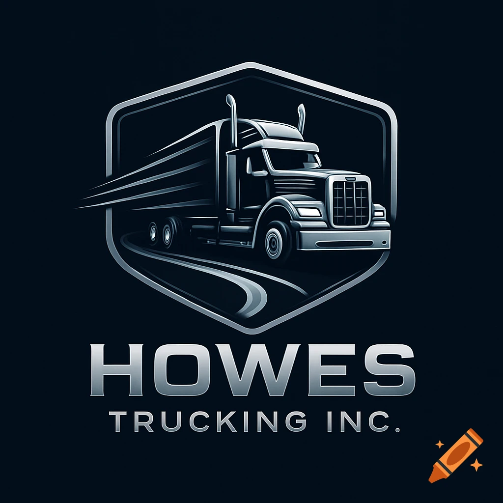 A stylized metallic logo featuring a semi-truck within a shield, with the text 'HOWES TRUCKING INC.' below.