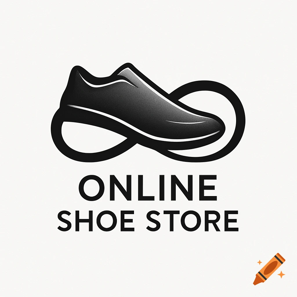 A black and white logo featuring a shoe within an infinity symbol, with the text "ONLINE SHOE STORE" below it.