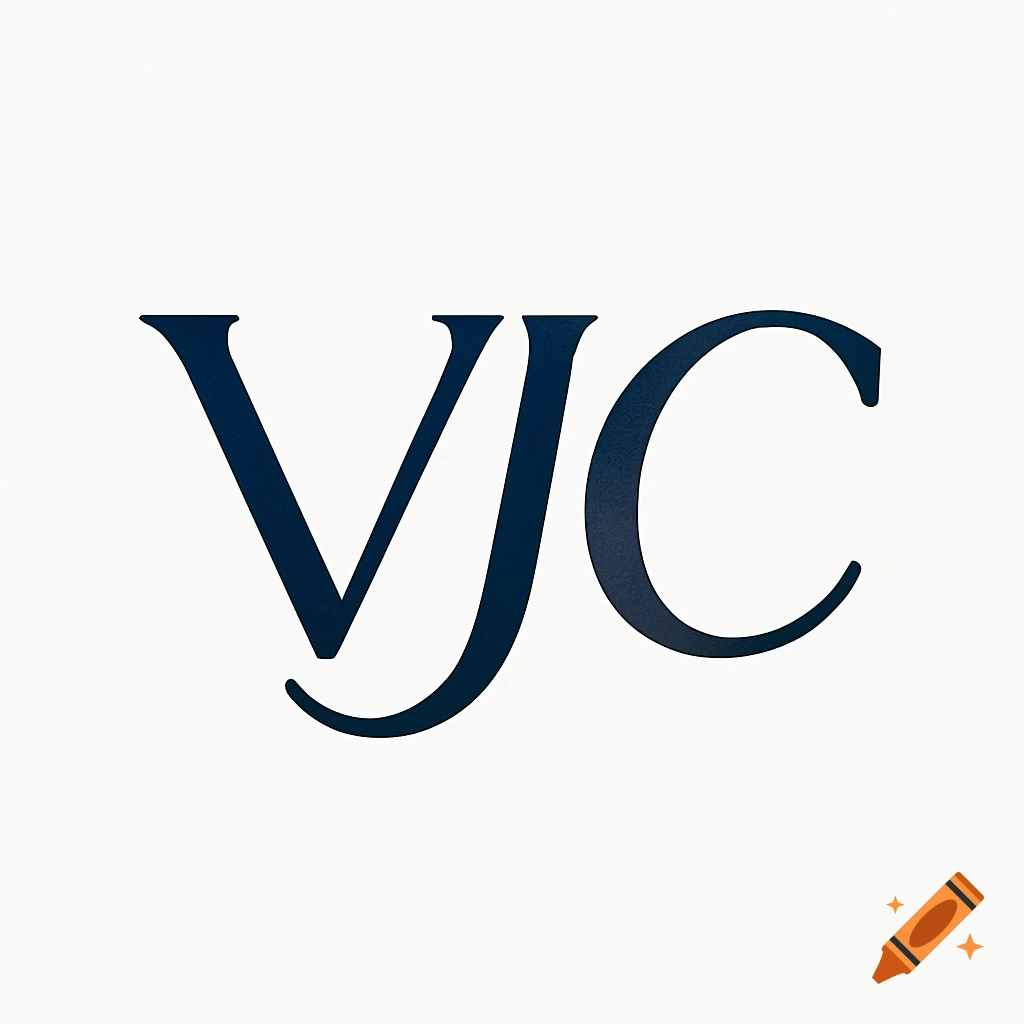 A minimalist logo featuring the dark blue capital letters V, J, and C on a white background.