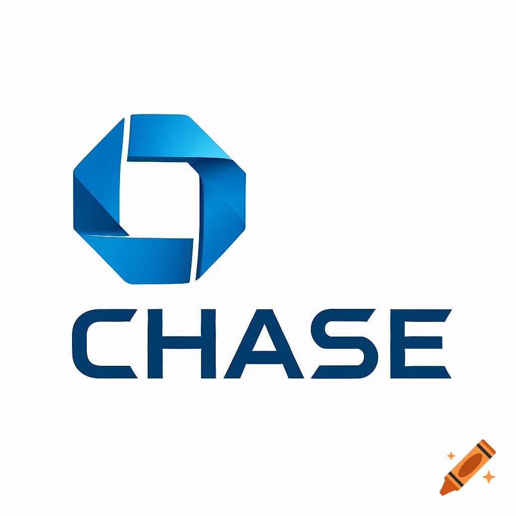 A blue, abstract, geometric logo above the word CHASE on a white background.