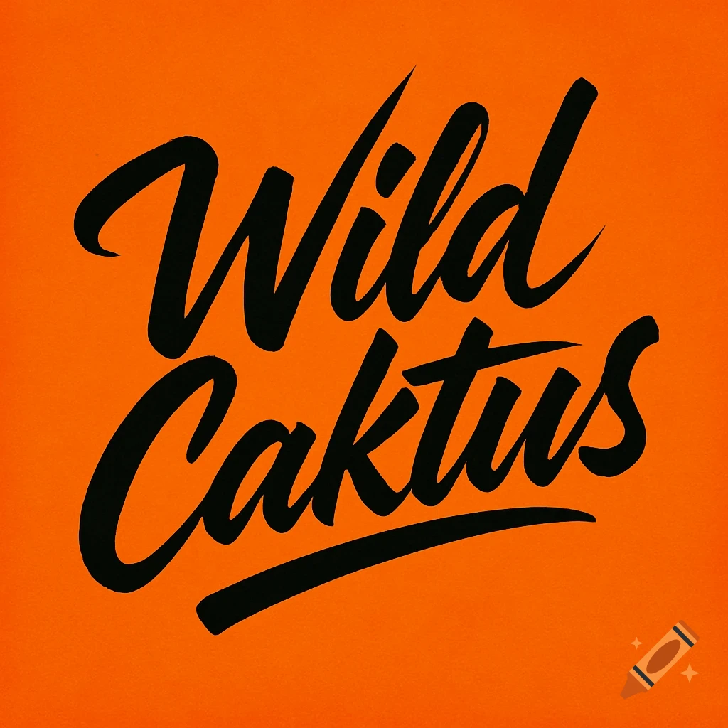 Black script text 'Wild Caktus' on an orange background.
