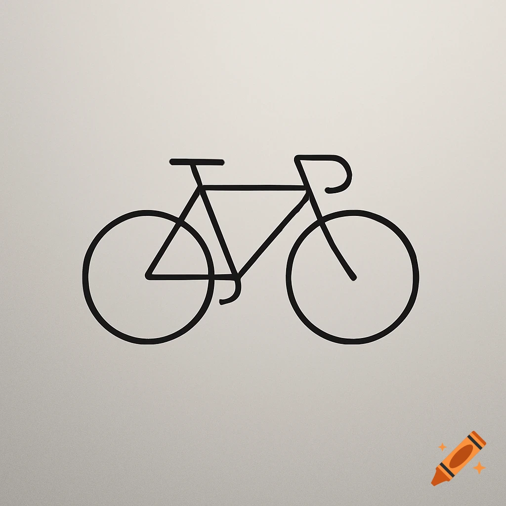 A minimalist black outline of a bicycle on a light gray background.