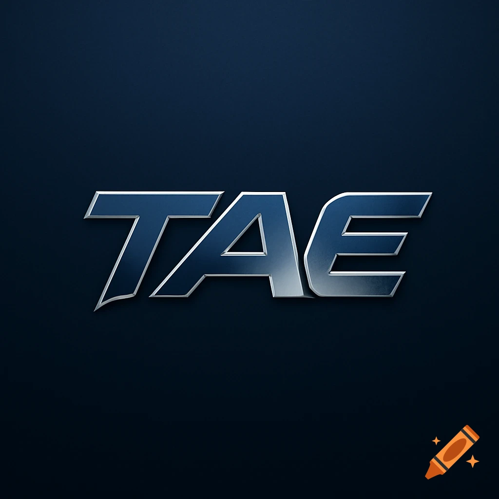 The word 'TAE' in a metallic, bold font on a dark blue background.
