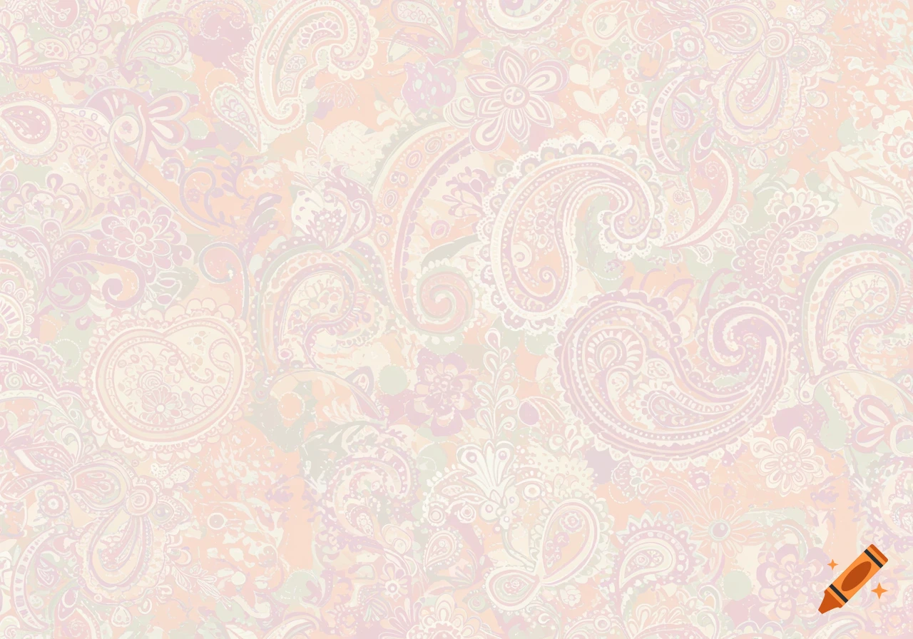 Pastel boho pattern with paisley and floral motifs.
