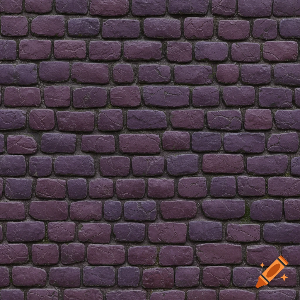 A seamless texture of an old purple cobblestone wall with dark grout.