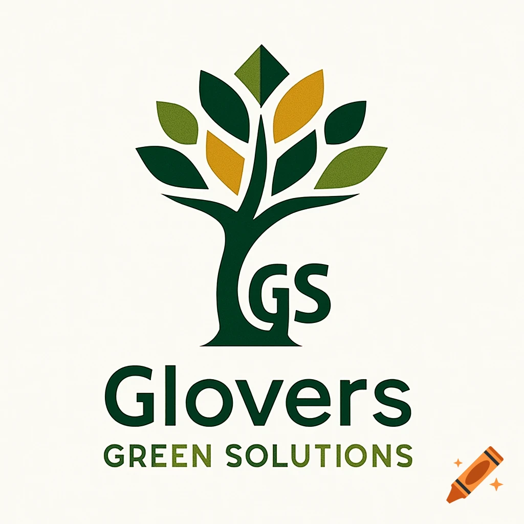 A green and gold logo with a stylized tree and the text 'GS Glovers GREEN SOLUTIONS' below.