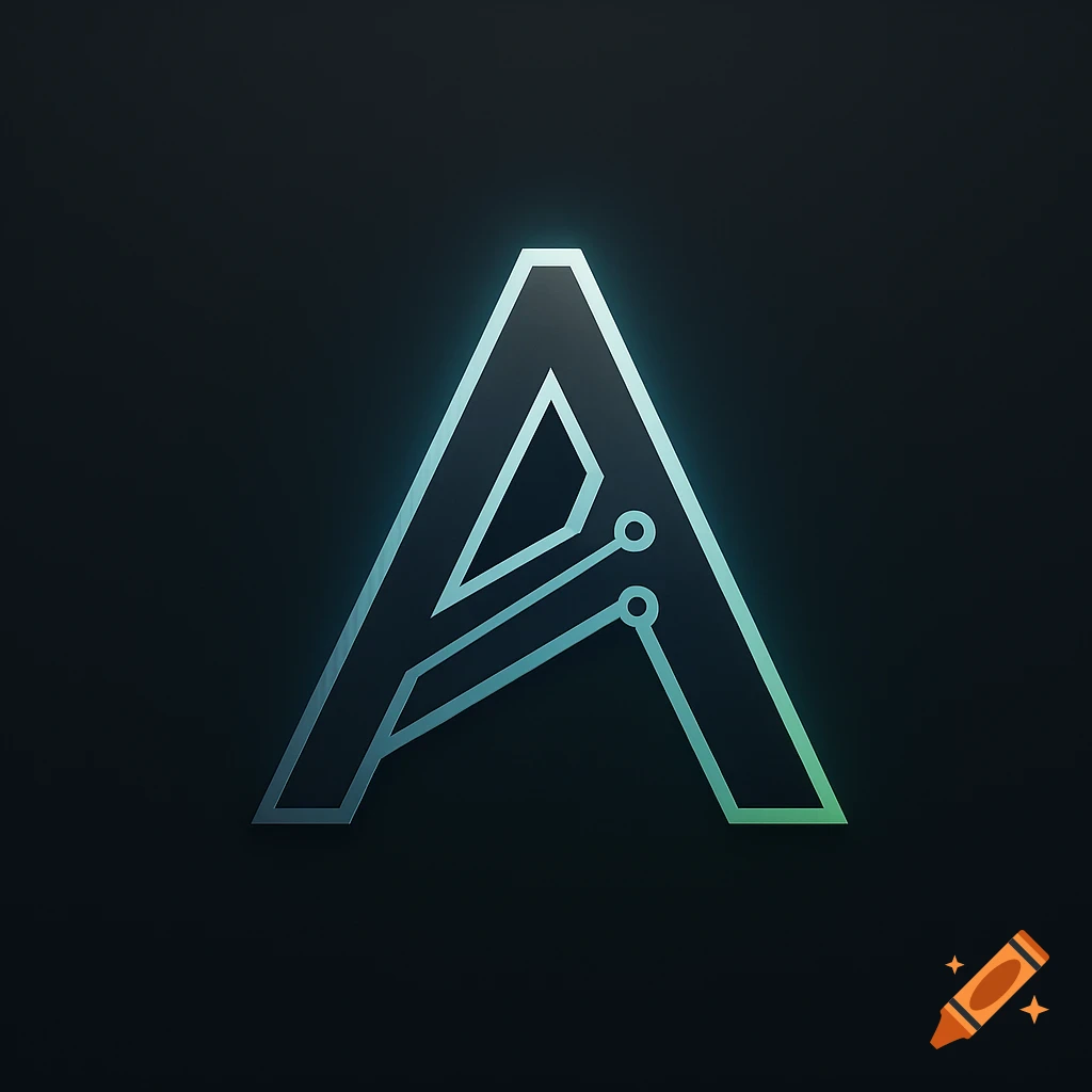 Stylized letter A logo with circuit-like lines and a teal glow on a dark background, representing technology.