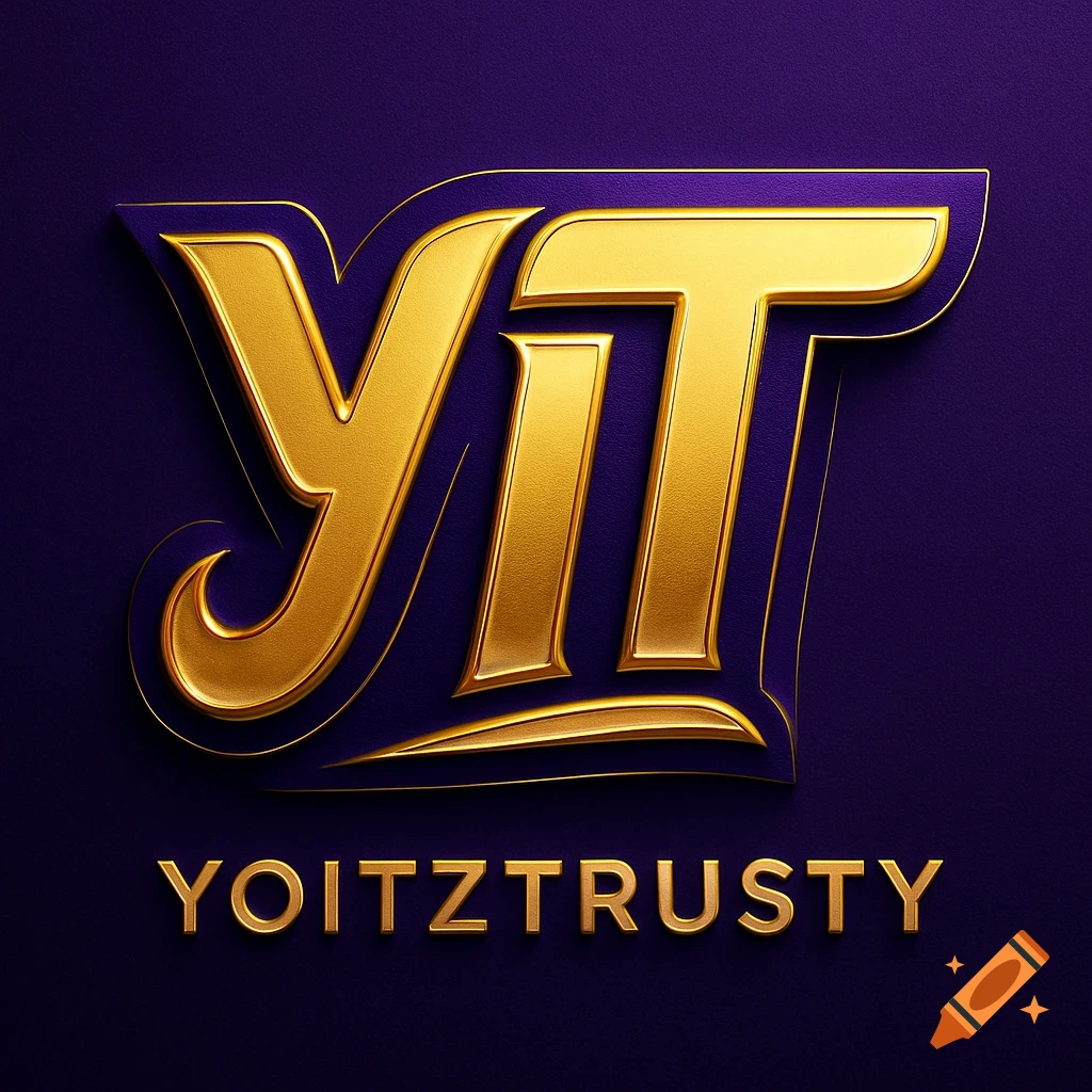 A stylized golden logo with the letters "YIT" on a dark purple background, with the word "YOITZTRUSTY" in gold text below.