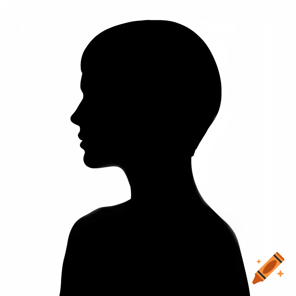 Black silhouette of a person's head and shoulders in profile against a white background.