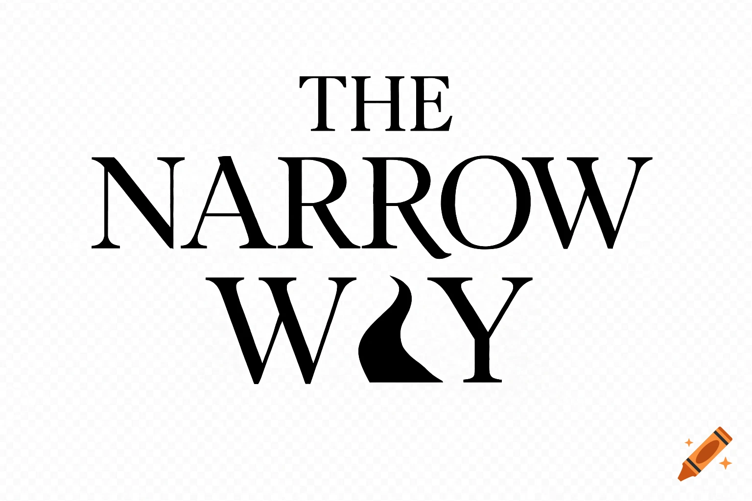 Black wordmark text 'THE NARROW WAY' on a transparent background, with the letter 'A' in 'WAY' replaced by a winding, narrow path icon.