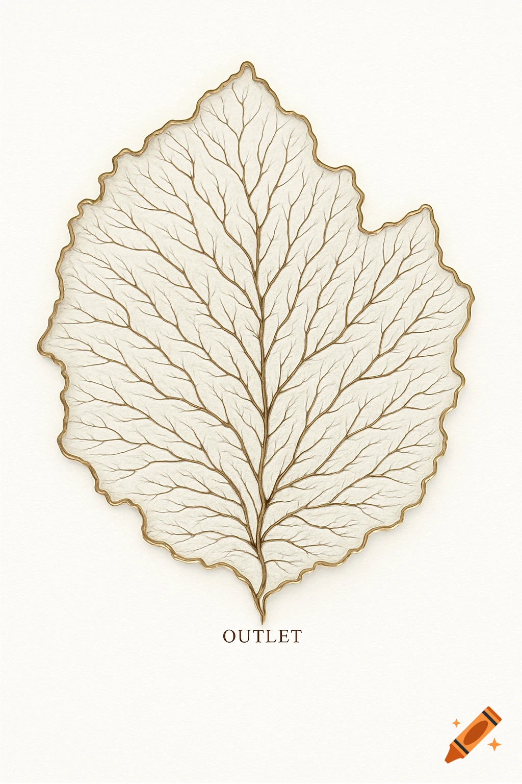 Stylized illustration of a leaf's intricate veins resembling a watershed map with 'OUTLET' text on a white background.