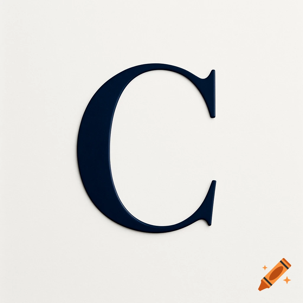 A dark blue capital letter C with a slight 3D effect, on a white background.
