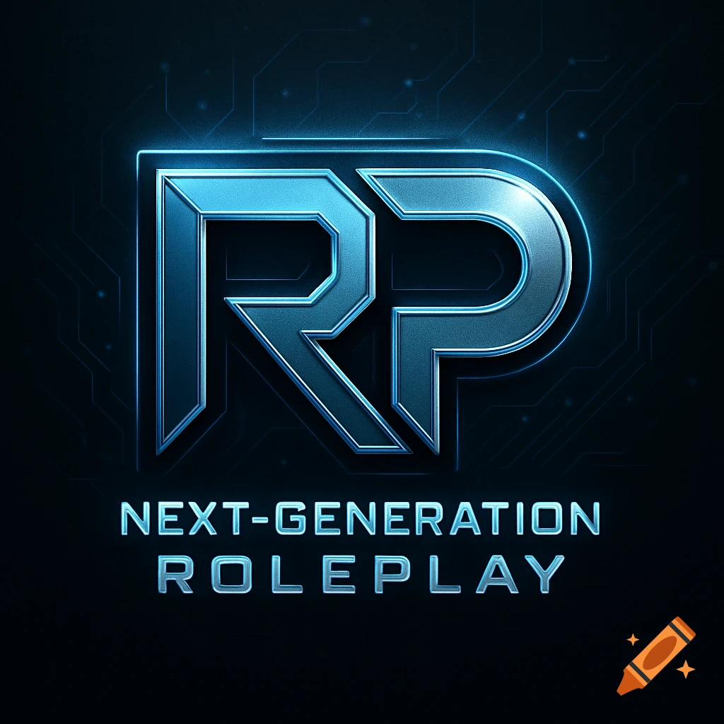 A blue metallic logo featuring the letters "RP" with "NEXT-GENERATION ROLEPLAY" below, set against a dark circuit board background.