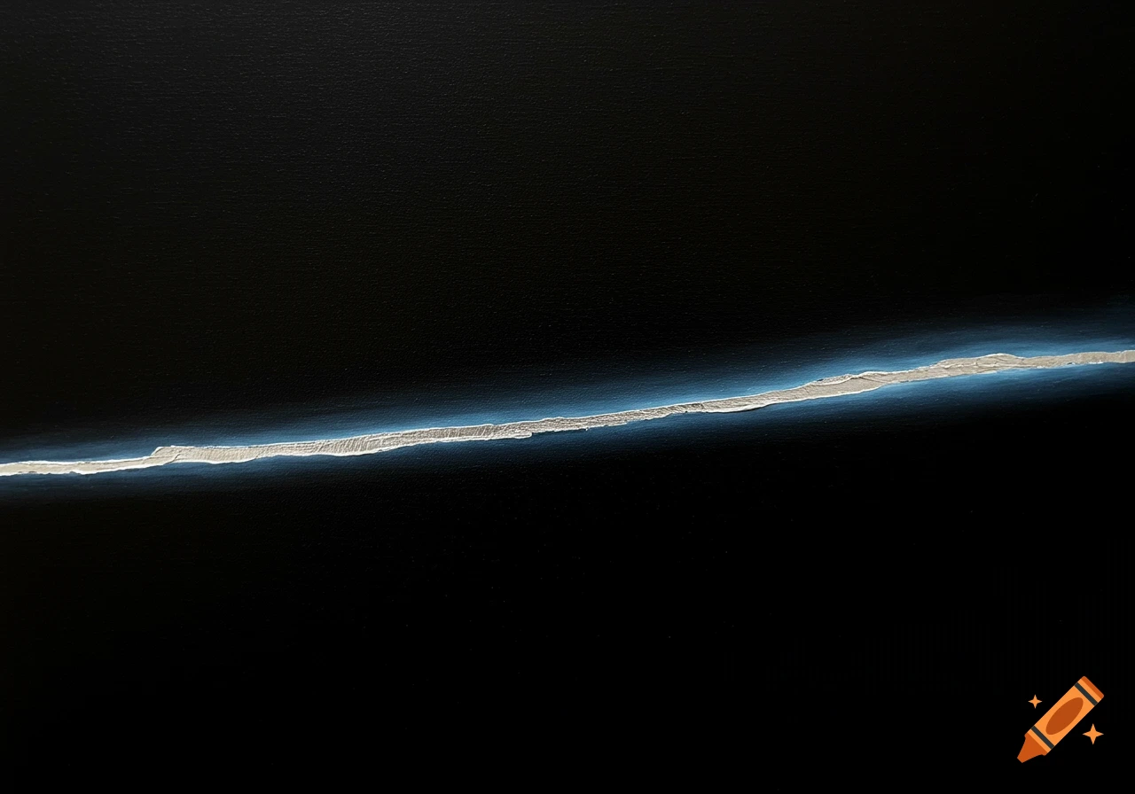 An abstract image featuring a jagged, white, metallic-looking line with a subtle blue glow against a solid black background.