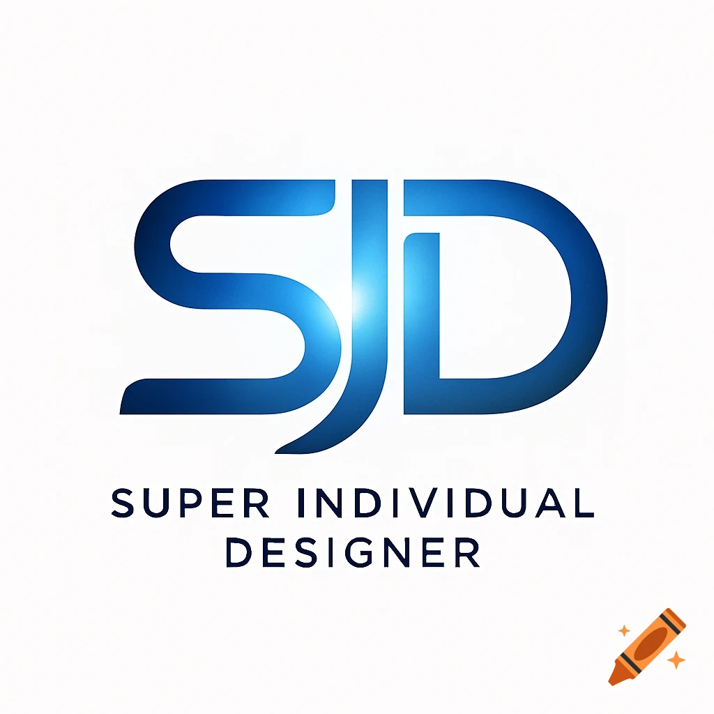 Blue stylized SJD logo with the words SUPER INDIVIDUAL DESIGNER on a white background.