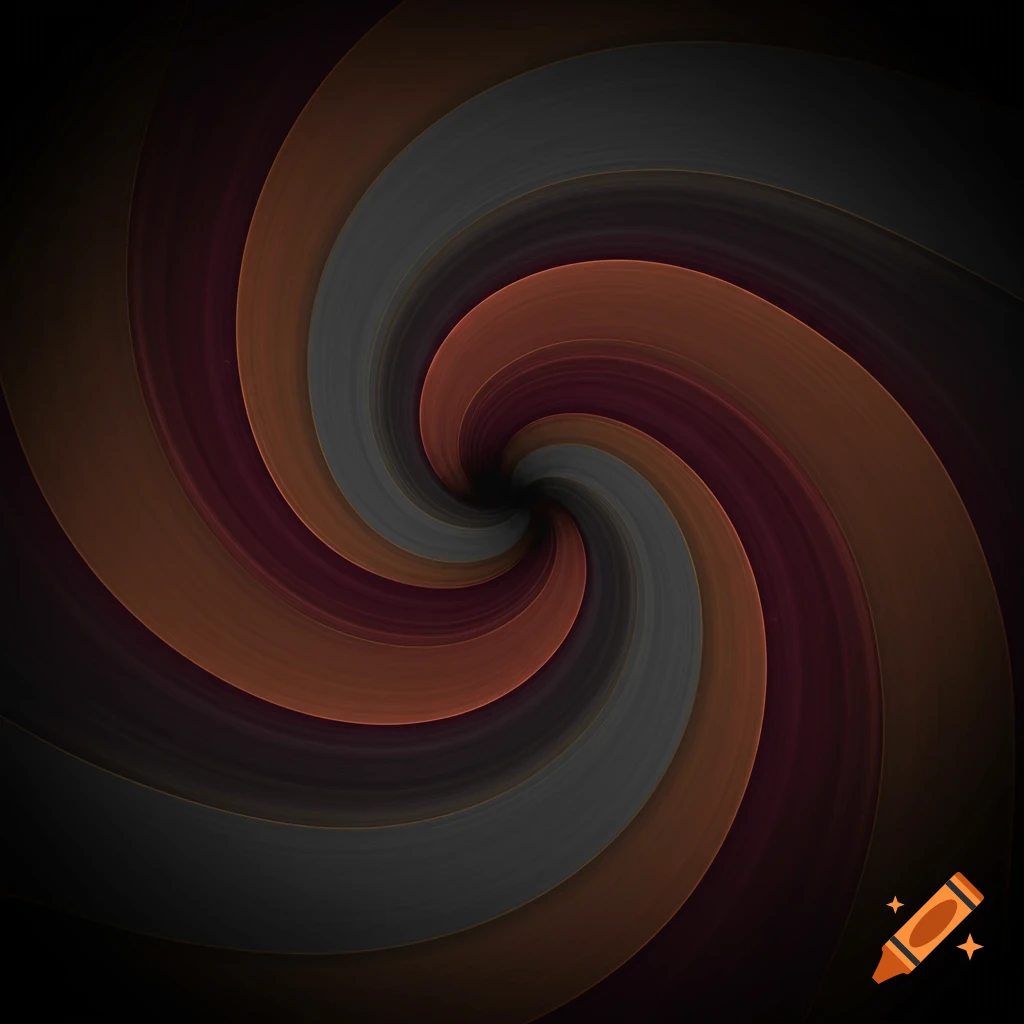 An abstract swirling pattern featuring shades of brown, red, and grey against a dark background.