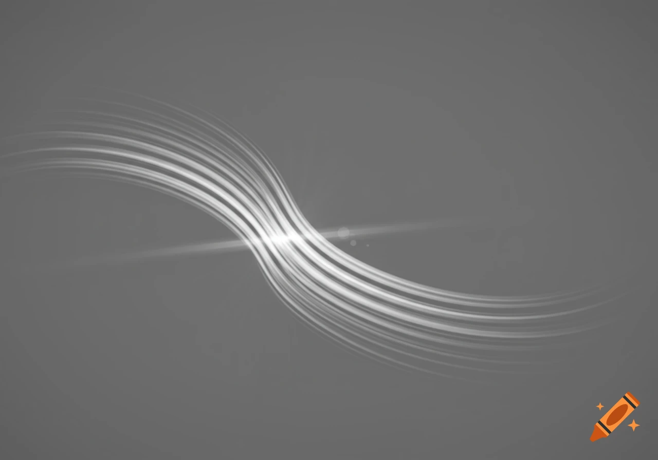 White wavy lines with a bright lens flare on a gray background.