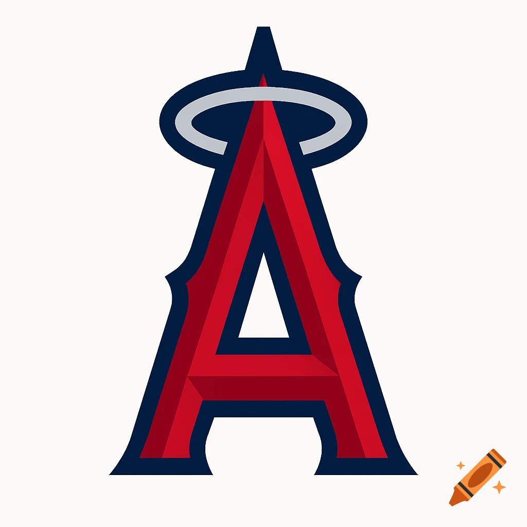 Los Angeles Angels baseball team logo featuring a stylized red letter A with a white halo and a blue outline.