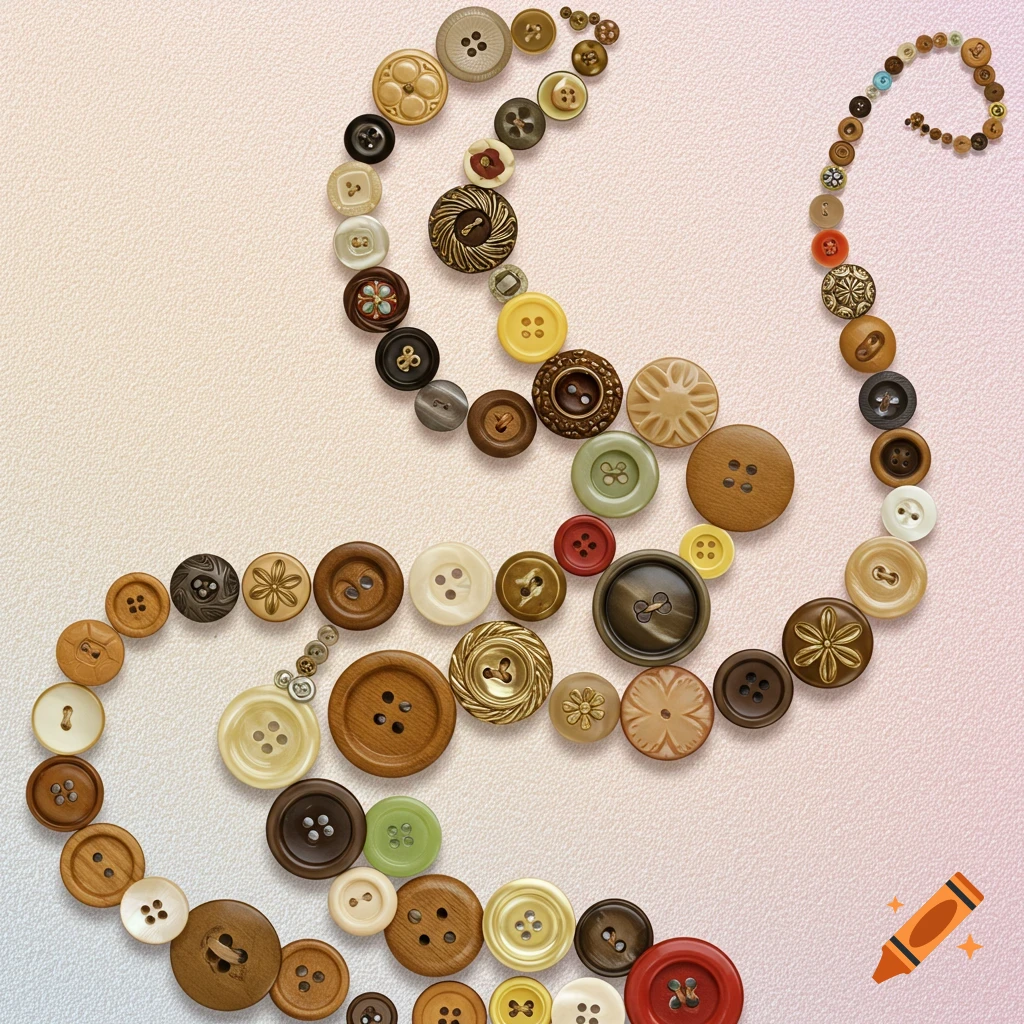 A collection of various colorful buttons arranged in an elegant swirl on a textured background.